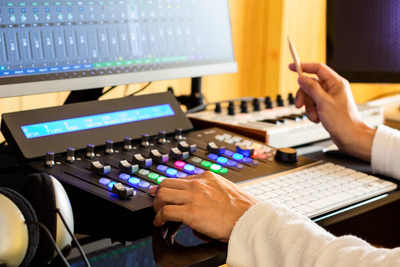Music production_hands on control surface